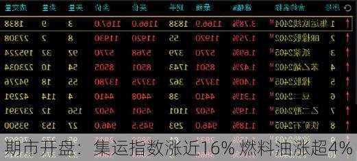 期市开盘：集运指数涨近16% 燃料油涨超4%