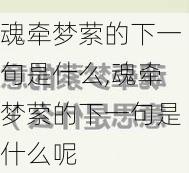 魂牵梦萦的下一句是什么,魂牵梦萦的下一句是什么呢