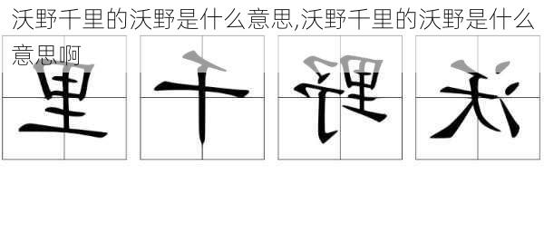 沃野千里的沃野是什么意思,沃野千里的沃野是什么意思啊