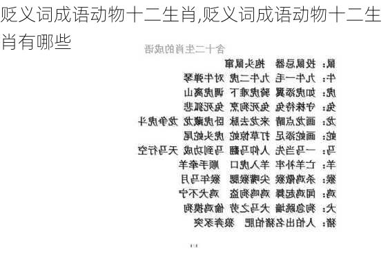 贬义词成语动物十二生肖,贬义词成语动物十二生肖有哪些