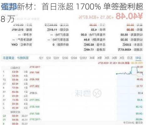 强邦新材：首日涨超 1700% 单签盈利超 8 万