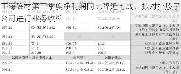 正海磁材第三季度净利润同比降近七成，拟对控股子公司进行业务收缩