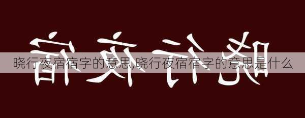 晓行夜宿宿字的意思,晓行夜宿宿字的意思是什么