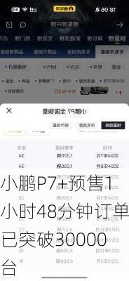 小鹏P7+预售1小时48分钟订单已突破30000台