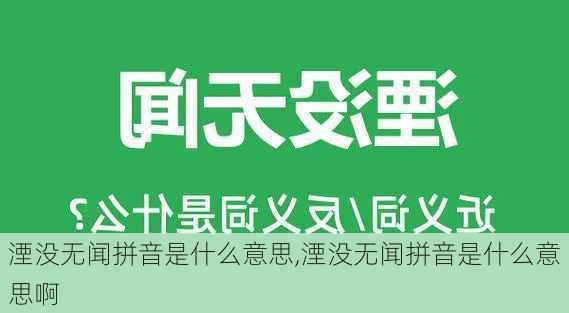 湮没无闻拼音是什么意思,湮没无闻拼音是什么意思啊