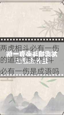 两虎相斗必有一伤的道理,两虎相斗必有一伤是成语吗