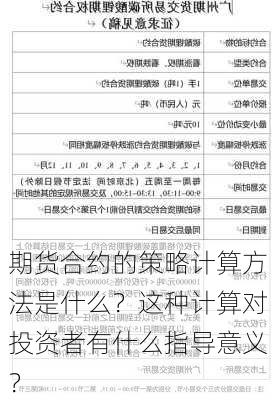 期货合约的策略计算方法是什么？这种计算对投资者有什么指导意义？