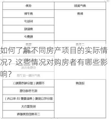 如何了解不同房产项目的实际情况？这些情况对购房者有哪些影响？