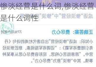 惨淡经营是什么词,惨淡经营是什么词性