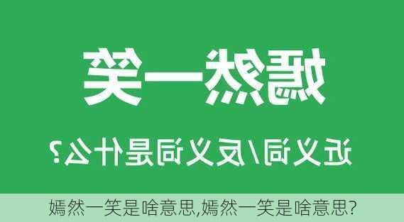 嫣然一笑是啥意思,嫣然一笑是啥意思?