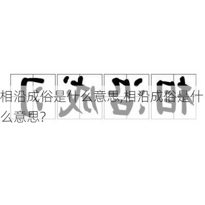 相沿成俗是什么意思,相沿成俗是什么意思?