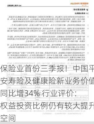 保险业首份三季报！中国平安寿险及健康险新业务价值同比增34% 行业评价：权益投资比例仍有较大提升空间