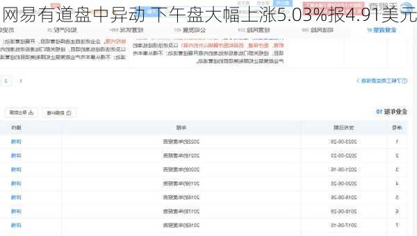 网易有道盘中异动 下午盘大幅上涨5.03%报4.91美元