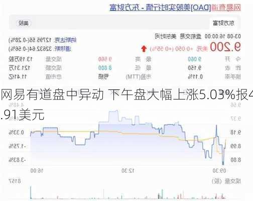 网易有道盘中异动 下午盘大幅上涨5.03%报4.91美元