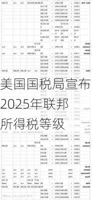 美国国税局宣布2025年联邦所得税等级