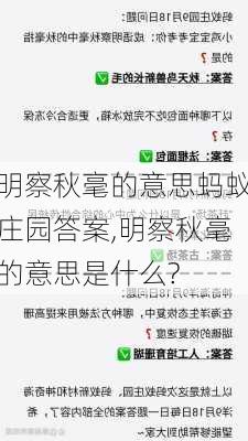 明察秋毫的意思蚂蚁庄园答案,明察秋毫的意思是什么?