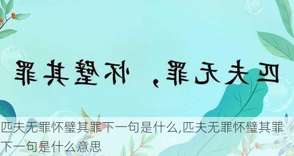 匹夫无罪怀璧其罪下一句是什么,匹夫无罪怀璧其罪下一句是什么意思