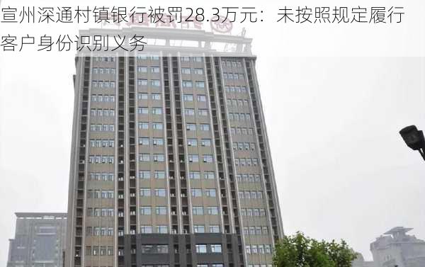 宣州深通村镇银行被罚28.3万元：未按照规定履行客户身份识别义务