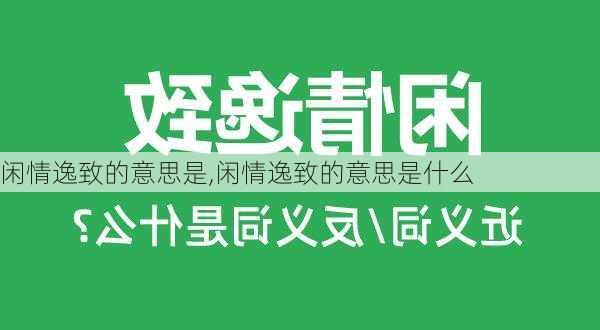 闲情逸致的意思是,闲情逸致的意思是什么