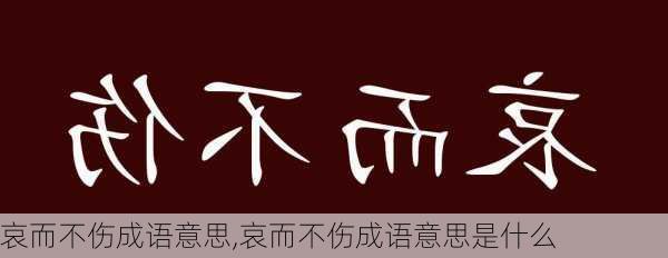 哀而不伤成语意思,哀而不伤成语意思是什么