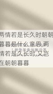 两情若是长久时朝朝暮暮是什么意思,两情若是久长时,又岂在朝朝暮暮