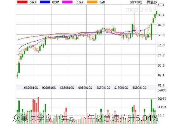 众巢医学盘中异动 下午盘急速拉升5.04%