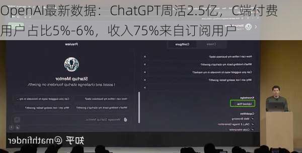 OpenAI最新数据：ChatGPT周活2.5亿，C端付费用户占比5%-6%，收入75%来自订阅用户