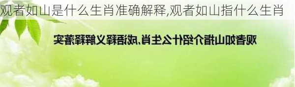 观者如山是什么生肖准确解释,观者如山指什么生肖