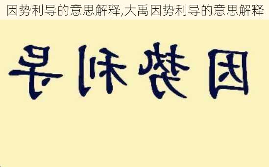 因势利导的意思解释,大禹因势利导的意思解释