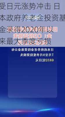 受日元涨势冲击 日本政府养老金投资基金录得2020年以来最大季度亏损