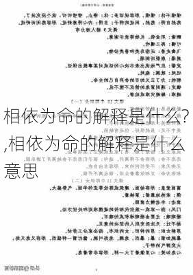 相依为命的解释是什么?,相依为命的解释是什么意思