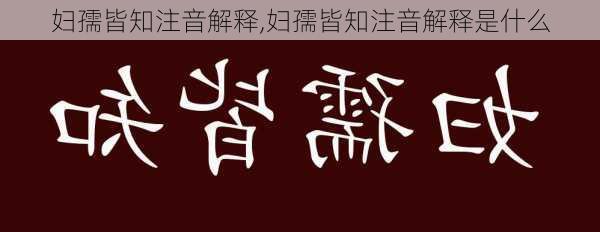 妇孺皆知注音解释,妇孺皆知注音解释是什么