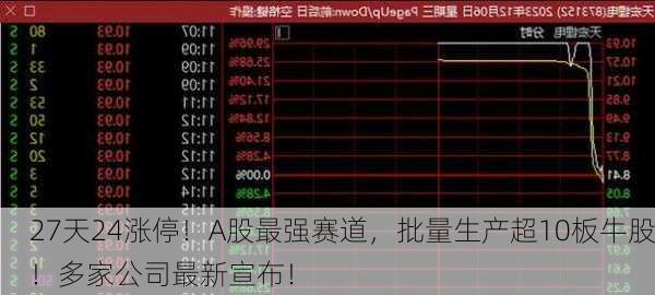 27天24涨停！A股最强赛道，批量生产超10板牛股！多家公司最新宣布！