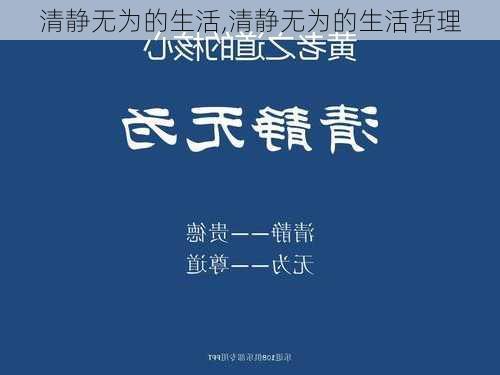 清静无为的生活,清静无为的生活哲理