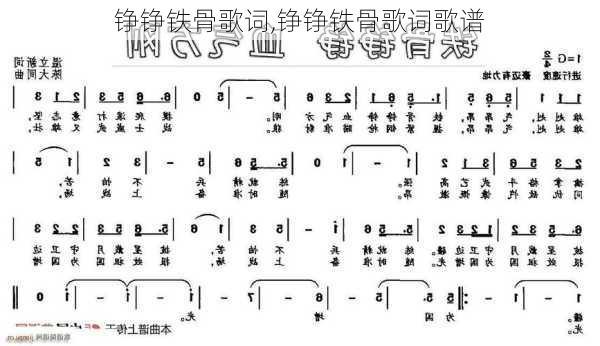 铮铮铁骨歌词,铮铮铁骨歌词歌谱