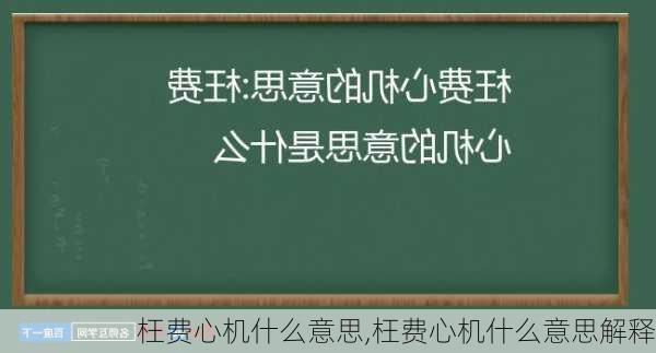 枉费心机什么意思,枉费心机什么意思解释