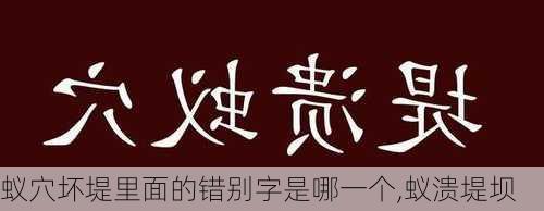 蚁穴坏堤里面的错别字是哪一个,蚁溃堤坝