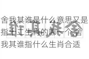 舍我其谁是什么意思又是指十二生肖的哪一个,舍我其谁指什么生肖合适