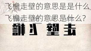 飞檐走壁的意思是是什么,飞檐走壁的意思是什么?