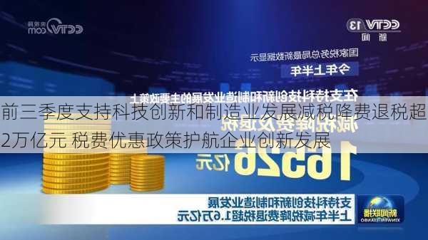 前三季度支持科技创新和制造业发展减税降费退税超2万亿元 税费优惠政策护航企业创新发展