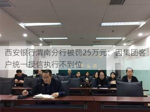 西安银行渭南分行被罚25万元：因集团客户统一授信执行不到位