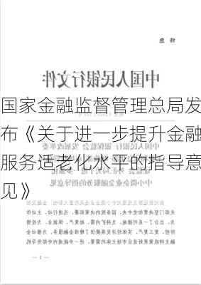 国家金融监督管理总局发布《关于进一步提升金融服务适老化水平的指导意见》