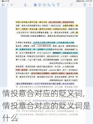 情投意合对应的贬义词,情投意合对应的贬义词是什么