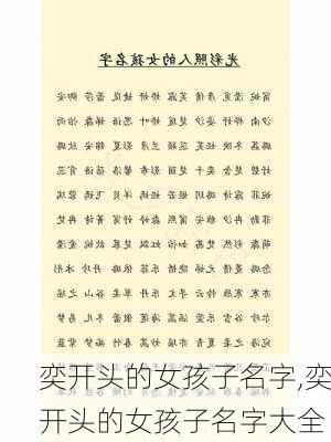 奕开头的女孩子名字,奕开头的女孩子名字大全