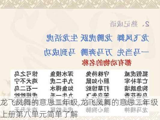 龙飞凤舞的意思二年级,龙飞凤舞的意思二年级上册第八单元简单了解