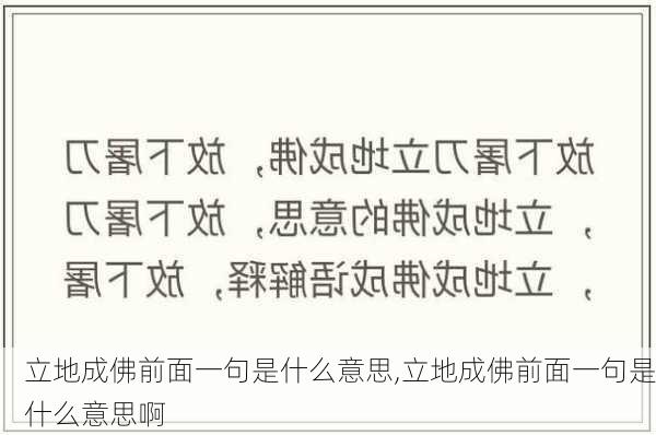 立地成佛前面一句是什么意思,立地成佛前面一句是什么意思啊