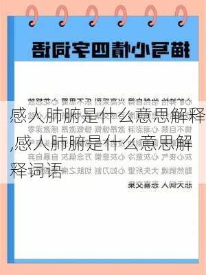 感人肺腑是什么意思解释,感人肺腑是什么意思解释词语