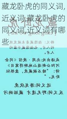 藏龙卧虎的同义词,近义词,藏龙卧虎的同义词,近义词有哪些