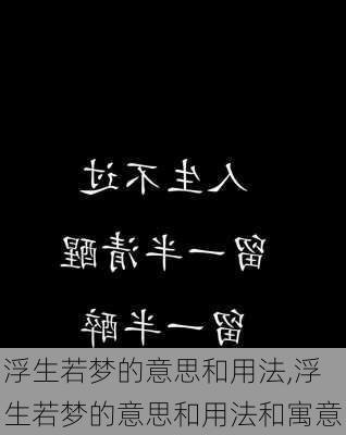 浮生若梦的意思和用法,浮生若梦的意思和用法和寓意