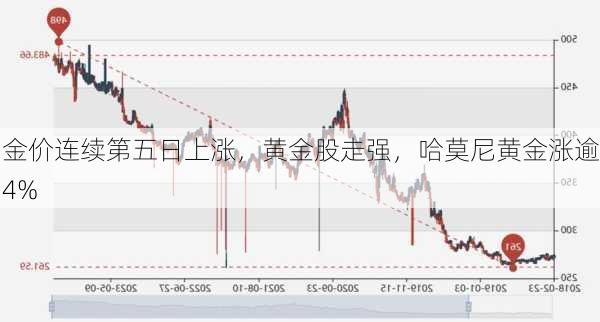 金价连续第五日上涨，黄金股走强，哈莫尼黄金涨逾4%